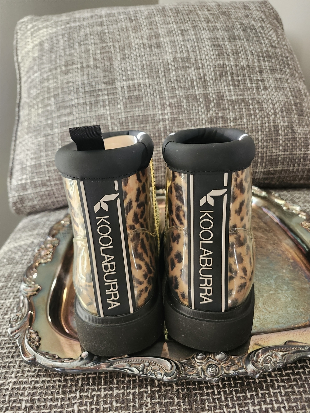 KOOLABURRA Leopard Print Rain Boots - Women's Black Trim